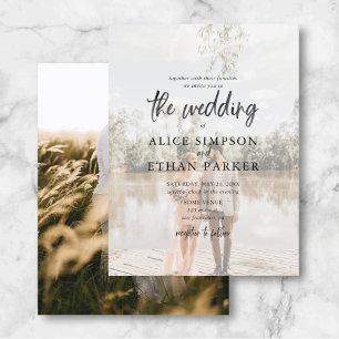 Budget Modern Casual Brush Script Photo Wedding In Invitation Postcard