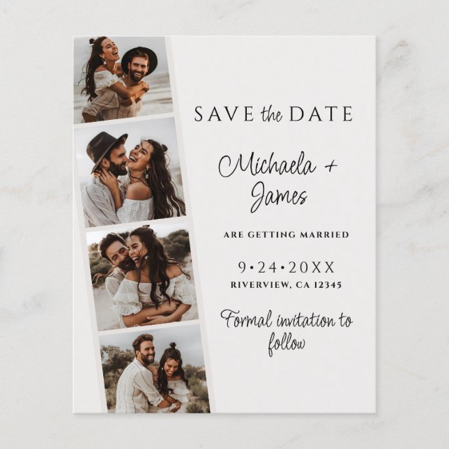 Budget Modern Casual Script Wedding Save The Date (Front)