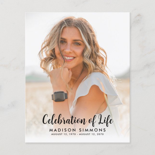 Budget Modern Celebration of Life Photo Funeral Flyer (Front)