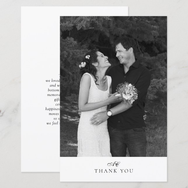 BUDGET Modern Chic Monogrammed Photo Wedding (Front/Back)