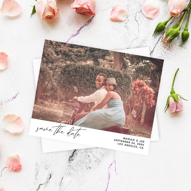 Budget Modern Chic Photo Horizontal Save the Date (Creator Uploaded)