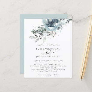 Budget Modern Christmas Florals Wedding Invitation