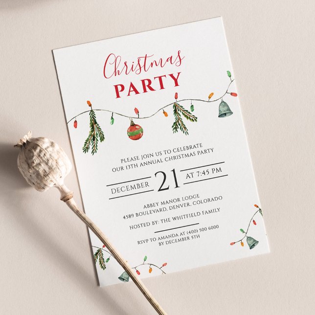 Budget Modern Christmas Holiday Party Invitation Flyer (Boho Rustic Christmas Party Invitation Flyer)