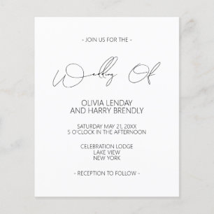 Budget Modern Classic White Wedding Invitation