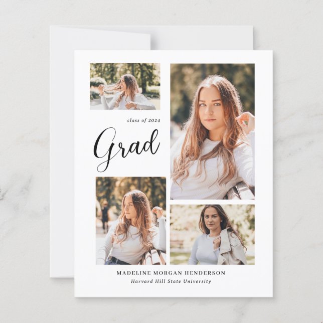 Budget Modern Classy 5 Photo Collage Graduation (Front)