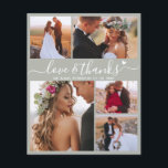 Budget Modern Collage Green Wedding Thank You Card<br><div class="desc">Budget Cheap Elegant Hand Lettered "Love and thanks" Script 5 Photo Collage Sage Green Wedding Thank You personalised affordable low budget thin card. Modern wedding thank you template featuring five (5) photo on the front and one (1) photo on the back. On the front of paper "Love and thanks" typography...</div>
