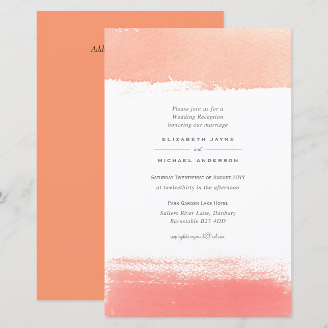 BUDGET Modern Colour Swash Wedding Invite A9 (Front/Back)