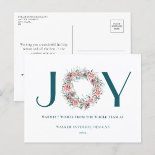 Budget Modern Corporate Business Christmas JOY  Holiday Postcard