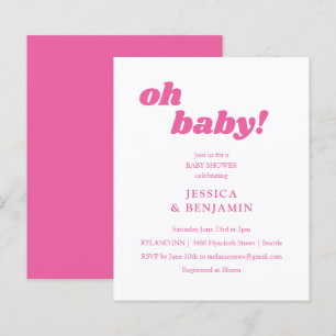 Budget Modern Cute Pink Baby Shower Invitation