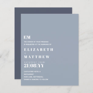 Budget Modern Dusty Blue Wedding Invites