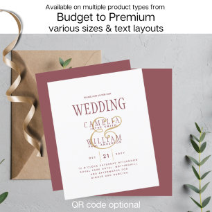BUDGET Modern Dusty Rose Pink Gold Wedding Invite