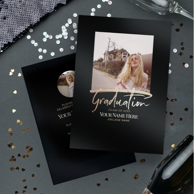 Budget Modern Elegant Graduation Photo Invitations Flyer (Creator Uploaded)