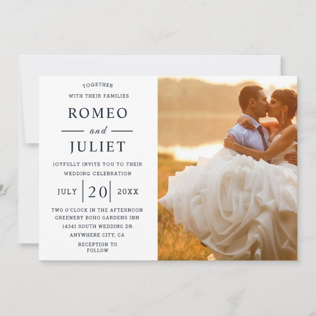 Budget Modern Elegant Photo Wedding Invitation (Front)