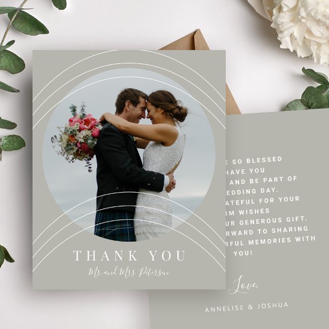 Budget modern elegant photo wedding thank you (Creator Uploaded)