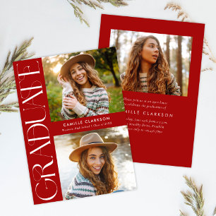 Budget Modern Elegant Three Photo Graduation Invitation