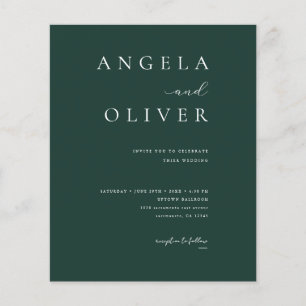Budget Modern Emerald Green Wedding Invitation