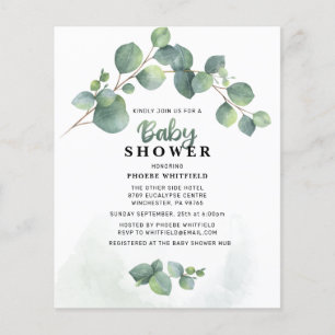 Budget Modern Eucalyptus Baby Shower Invitation