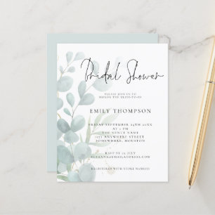 Budget Modern Eucalyptus Bridal Shower Invitation