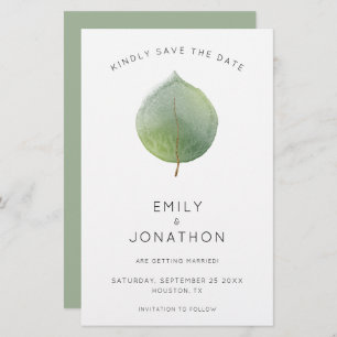 Budget Modern Eucalyptus Leaf Large Save The Date
