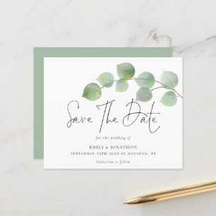 Budget Modern Eucalyptus Wedding Save The Date
