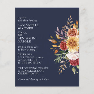 Budget Modern Fall Floral Navy Blue Wedding
