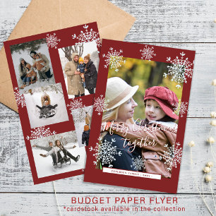 Budget modern family photo collage red Christmas Flyer