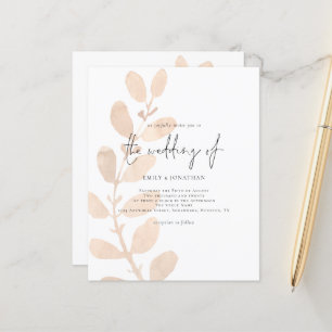 Budget Modern Foliage Wedding Invitation