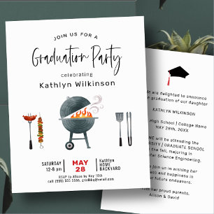 BUDGET Modern Fun Script Graduation BBQ Invitation