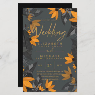 BUDGET Modern Garden Leaves Wedding Invitation