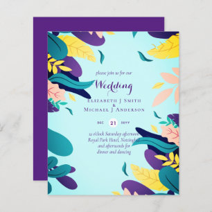 BUDGET Modern Garden Leaves Wedding Invitation