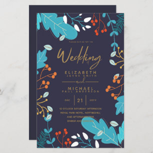 BUDGET Modern Garden Leaves Wedding Invite A9