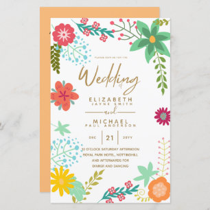 BUDGET Modern Garden Leaves Wedding Invite A9