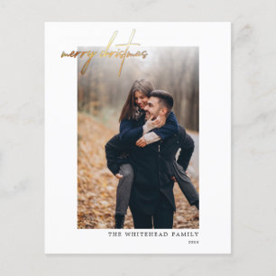 Budget Modern Gold Merry Christmas White Card