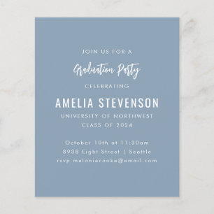 Budget Modern Graduation Party Dusty Blue Invite
