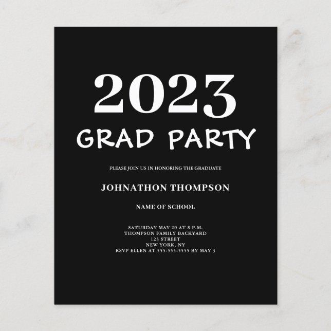 Budget Modern Graduation Party Invitation Flyer (Front)