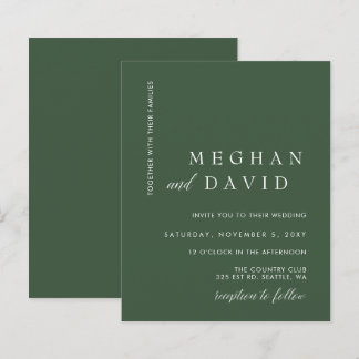 Budget Modern Green Wedding  Invitation