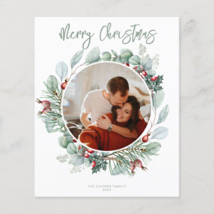 BUDGET Modern Greenery Christmas Card