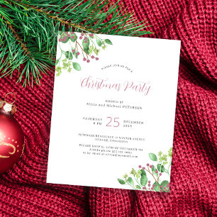 Budget modern greenery Christmas party Invitation