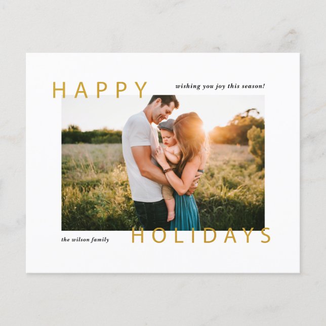 Budget  Modern Happy Holidays Photo Holiday Card (Front)