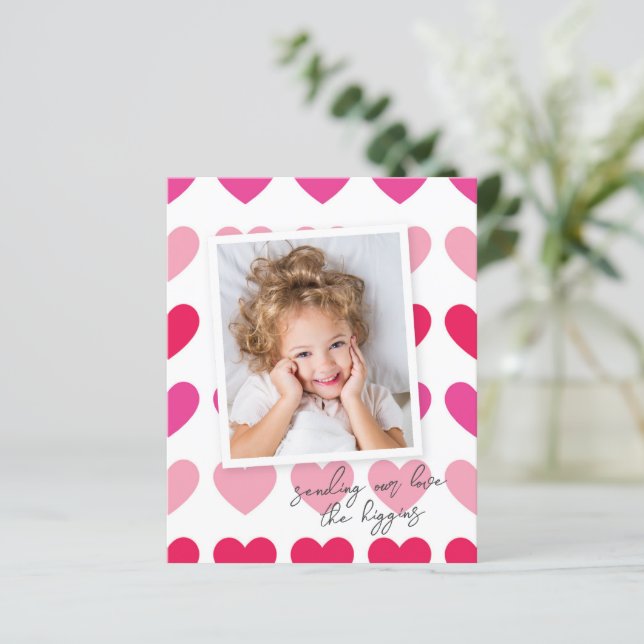 Budget Modern Hearts Photo Valentine's Day Card (Standing Front)