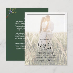 Budget Modern Juniper Green Wedding Invitation