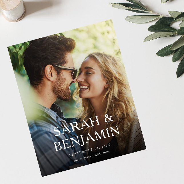 Budget Modern M Photo Vertical Chic Save the Date Flyer (Creator Uploaded)