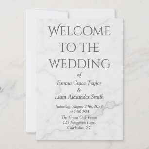 budget modern marble wedding invitation