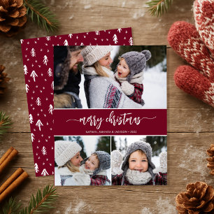 Budget Modern Merry Christmas Photo Collage Card