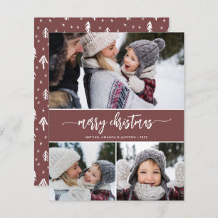 Budget Modern Merry Christmas Photo Collage Card
