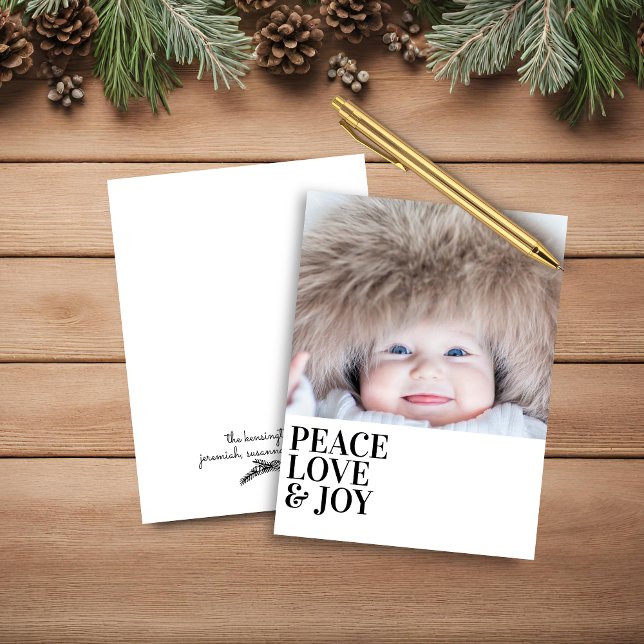 Budget Modern Minimal Peace Love Joy Holiday Photo (Budget Modern Minimal Peace Love Joy Holiday Photo Card)