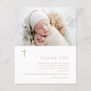 Budget Modern Minimal Photo Baptism Thank You Card
