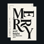 Budget Modern minimal simple cream merry Christmas Holiday Postcard<br><div class="desc">Budget Modern minimal traditional retro vintage graphic typography natural cream merry Christmas holiday card. Part of a bold fun holiday collection.</div>