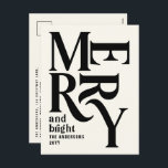 Budget Modern minimal simple cream merry Christmas Holiday Postcard<br><div class="desc">Budget Modern minimal traditional retro vintage graphic typography natural cream merry Christmas holiday card. Part of a bold fun holiday collection.</div>