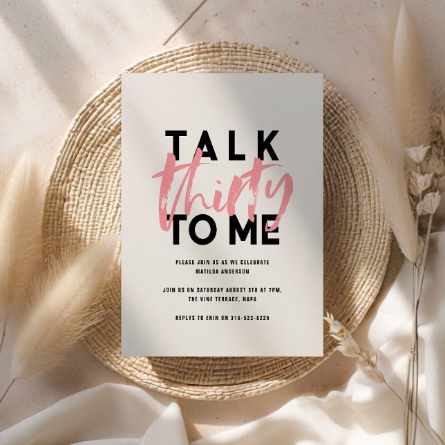 budget Modern minimal typography girly pink 30th Card (Creator Uploaded)